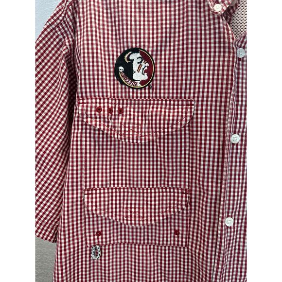 FSU Florida State Seminoles Columbia PFG Red Checked Gingham Men’s XL - Picture 3 of 7